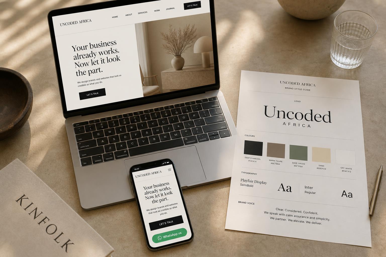 Phone and desktop mockup of a finished website